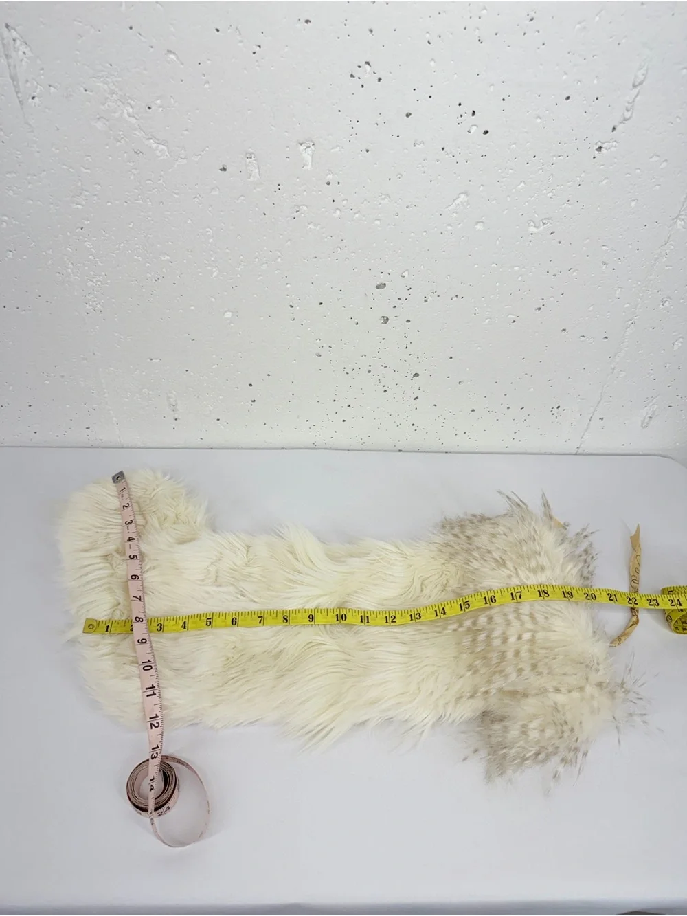 Anthropologie North Pole Off White Faux Fur Stocking NEW